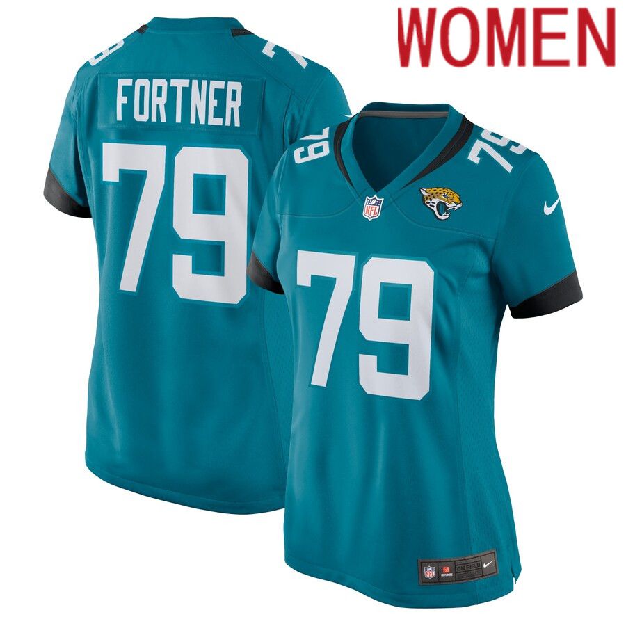 Women Jacksonville Jaguars #79 Luke Fortner Nike Teal Game NFL Jersey